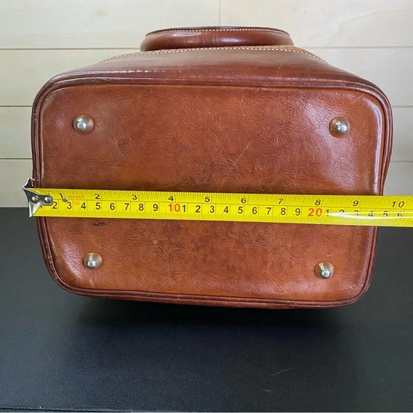 Vintage Pollini Purse Woven Italian Leather Tote Shoulder Bag Brown Brass - Picture 9 of 10